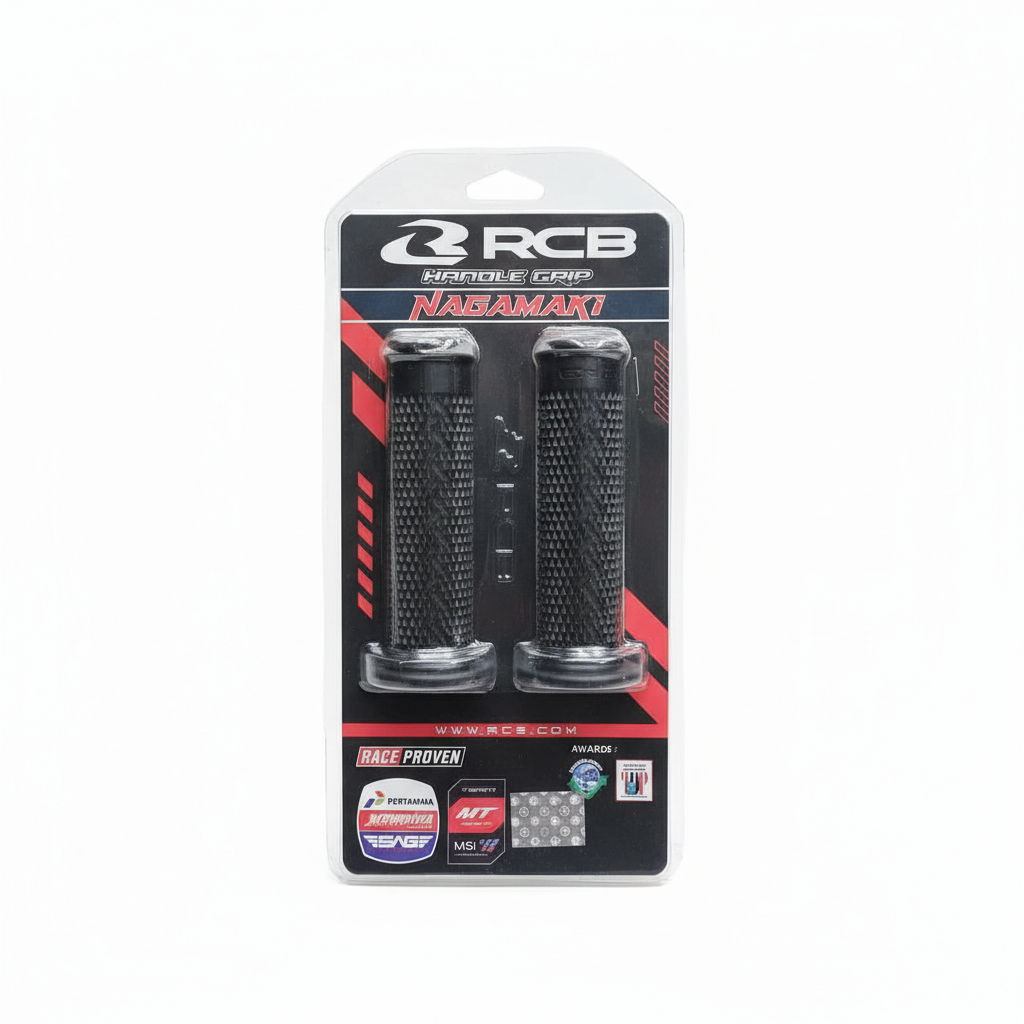 RCB Nagamaki Series Handle Grip (Premium Replica Black ) - Samurai Inspired Anti-Slip Rubber for All Motorcycles