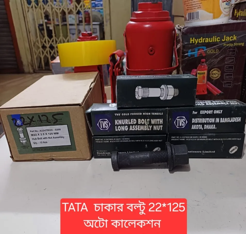 TVS TATA Hub Bolt with Long Assembly Nut (22x115mm)