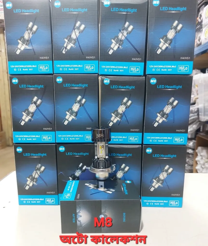 M8 LED Headlight H4/HS1 Dual Beam 12V-24V